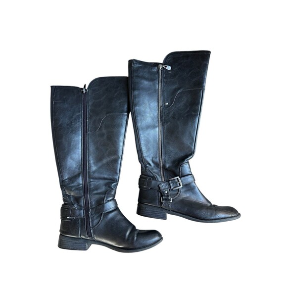 G by Guess Black Knee High Riding Boots Women’s 8M Zip Buckle Equestrian Style - Picture 4 of 14